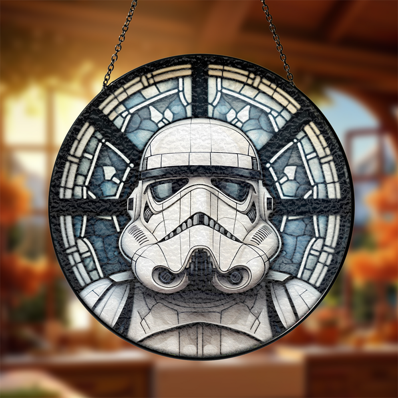 Stormtrooper Round Stained Glass Suncatcher