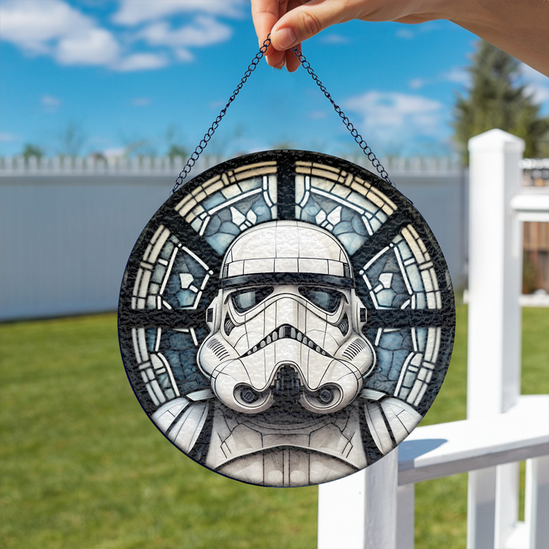 Stormtrooper Round Stained Glass Suncatcher