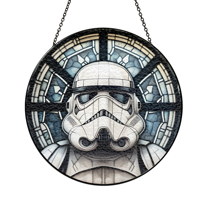 Stormtrooper Round Stained Glass Suncatcher