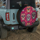 Sugar Skull Red Pattern Jeep Car Spare Tire Cover
