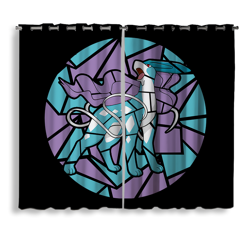 Suicune Pokemon Stained Glass Window Curtain