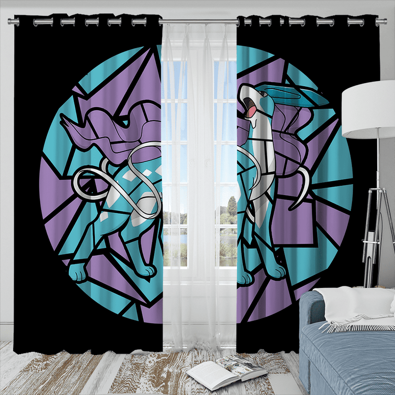 Suicune Pokemon Stained Glass Window Curtain