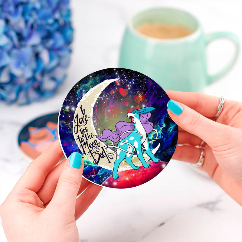 Suicune Pokemon Legendary Love You To The Moon Galaxy Ceramic Decor Coaster - Gift Idea