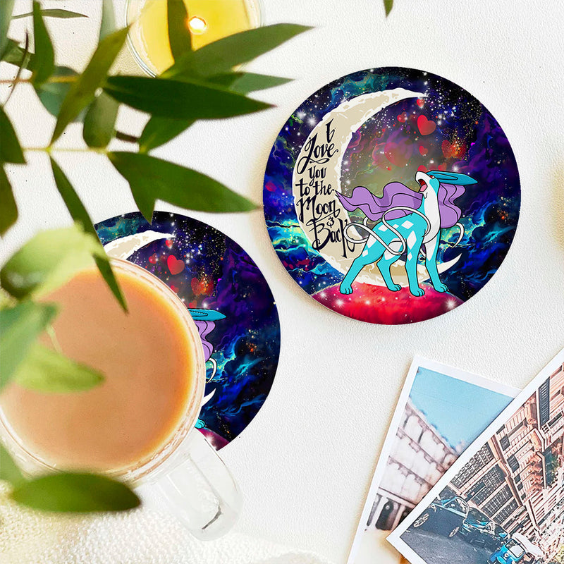 Suicune Pokemon Legendary Love You To The Moon Galaxy Ceramic Decor Coaster - Gift Idea