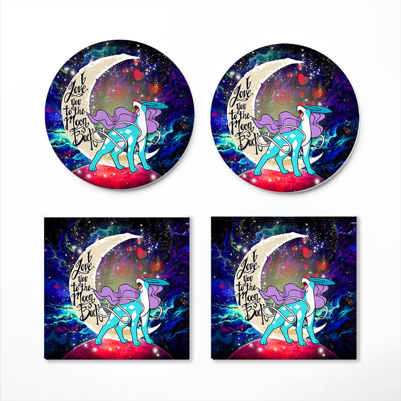 Suicune Pokemon Legendary Love You To The Moon Galaxy Ceramic Decor Coaster - Gift Idea