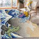 Suicune x Tyranitar Pokemon The Great Wave Rectangular Area Rug