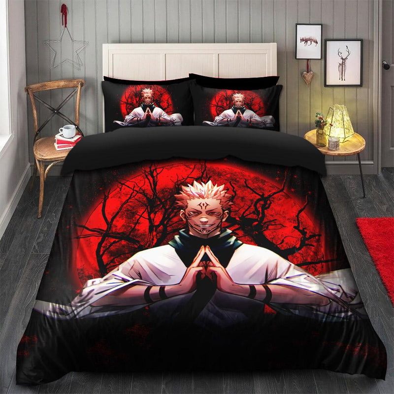 Jujutsu Kaisen Sukuna Moonlight Bedding Set Duvet Cover And 2 Pillowcases Nearkii