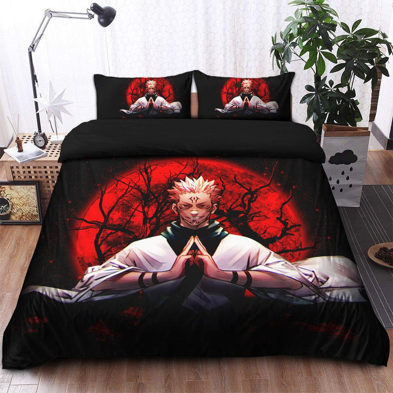 Jujutsu Kaisen Sukuna Moonlight Bedding Set Duvet Cover And 2 Pillowcases Nearkii