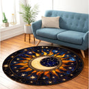 Sun Moon Stained Glass Round Rug