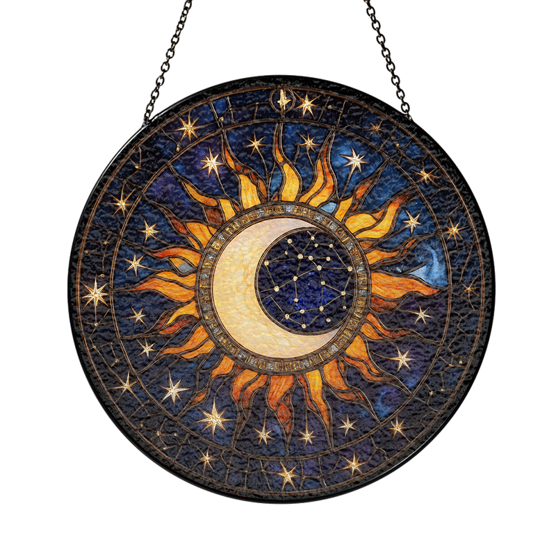 Sun Moon Zodiac Stained Glass Suncatcher