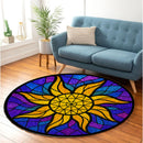 Sun Moon Stained Glass Round Rug