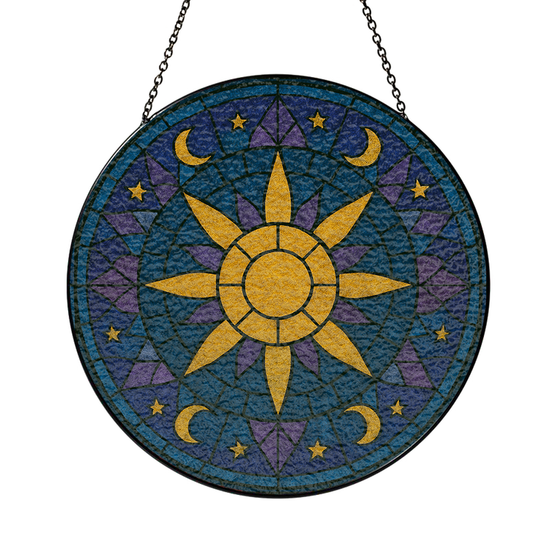 Sun And Moon Round Stained Glass Suncatcher
