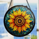 Sunflower Art Round Stained Glass Suncatcher