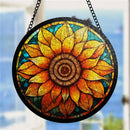 Sunflower Round Stained Glass Suncatcher