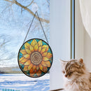 Sunflower Round Stained Glass Suncatcher