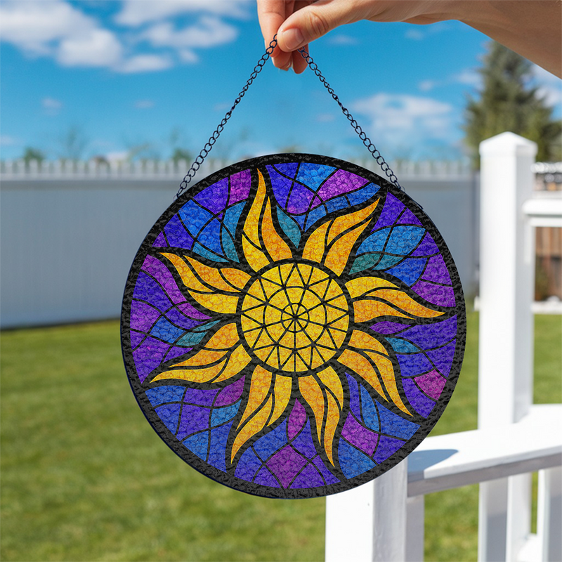 Sun Moon Round Stained Glass Suncatcher