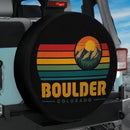 Sunset Retro Mountain Boulder Colorado Car Spare Tire Cover