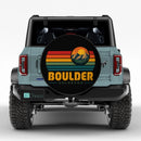 Sunset Retro Mountain Boulder Colorado Car Spare Tire Cover