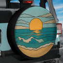Sunset On Ocean Stained Glass Jeep Car Spare Tire Cover