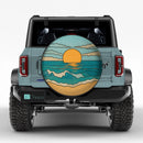 Sunset On Ocean Stained Glass Jeep Car Spare Tire Cover