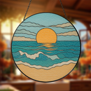 Sunset On Ocean Stained Glass Suncatcher