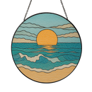 Sunset On Ocean Stained Glass Suncatcher