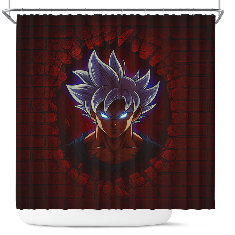 Goku Ultra Instinct Dragon Ball Break Wall Shower Curtain