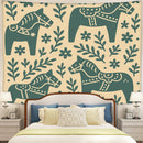 Swedish Dala Horse Pattern Tapestry