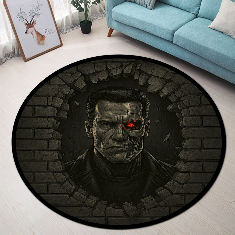 T-800 Terminator Break Wall Round Rug