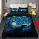T Rex Under Starry Night  Bedding Set