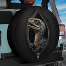 Blue Velociraptor Jurassic Hiding Zip Car Spare Tire Cover