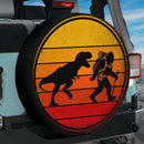 Bigfoot T-Rex Retro Sunset Car Spare Tire Cover