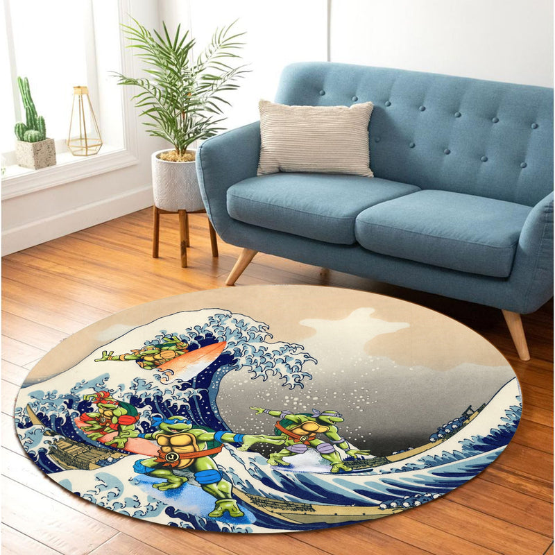 TNMT Ninja Turtle The Great Wave Japan Round Rug