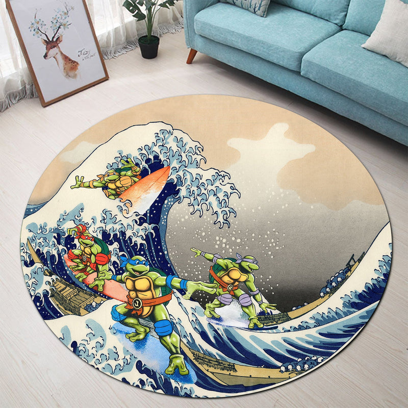 TNMT Ninja Turtle The Great Wave Japan Round Rug