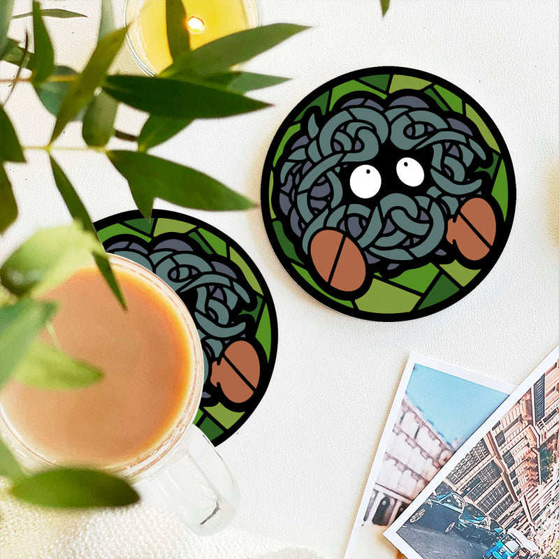 Tangela Pokemon Stained Glass Decor Coaster - Gift Idea