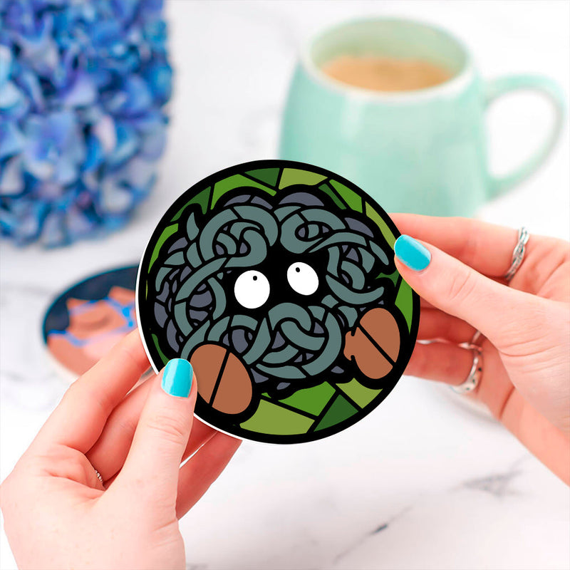 Tangela Pokemon Stained Glass Decor Coaster - Gift Idea