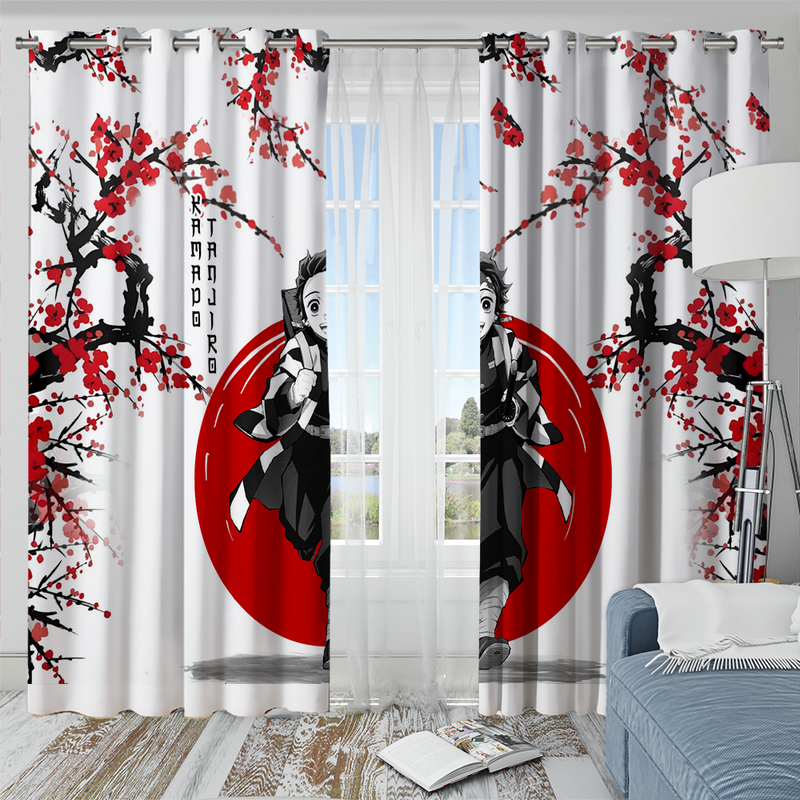 Tanjiro Demon Slayer Anime Japan Style Window Curtain