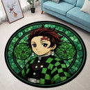 Tanjiro Kamado Demon Slayer Stained Glass Round Rug
