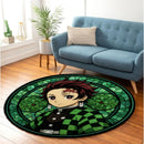 Tanjiro Kamado Demon Slayer Stained Glass Round Rug