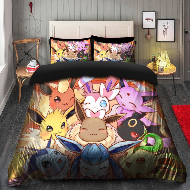 Eevee Evolution Pokemon Family Bedding Set Duvet Cover And 2 Pillowcases Nearkii