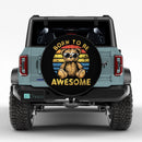 Bear Born To Be Awesome Vintage Jeep Car Spare Tire Cover