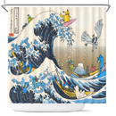 The Great Wave Pokemon Christmas Shower Curtain