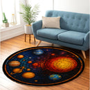The Galaxy Solar System Stained Glass Round Rug