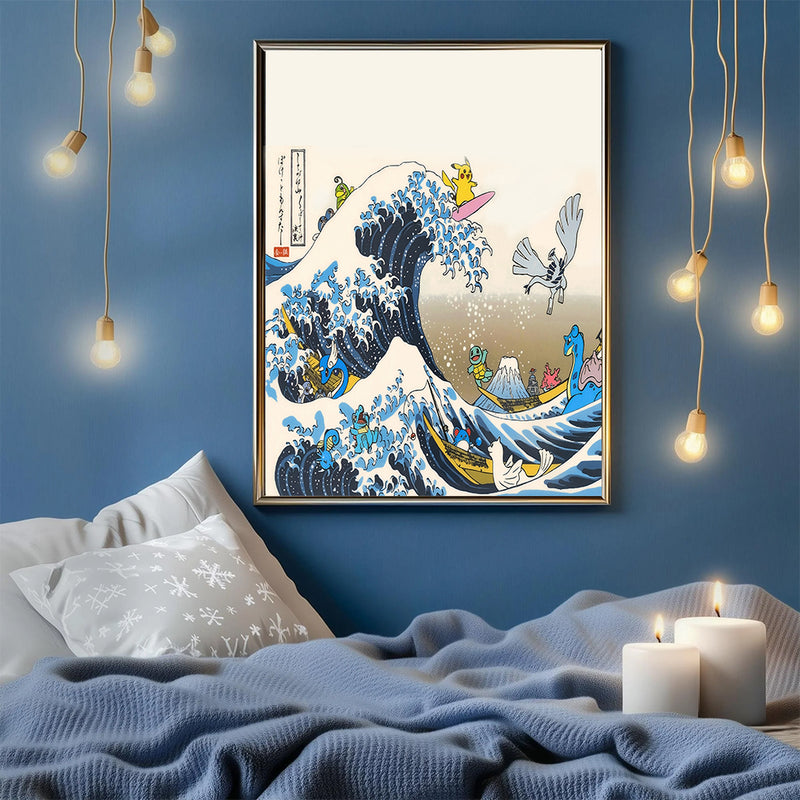 The Great Wave Pokemon Japan - Living Room - Canvas Wall Art - Print - Wall Decor