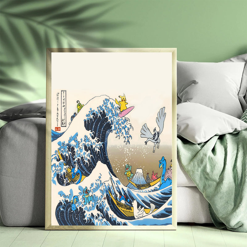 The Great Wave Pokemon Japan - Living Room - Canvas Wall Art - Print - Wall Decor