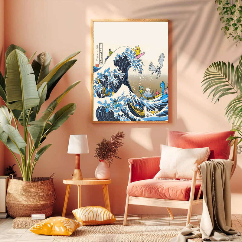 The Great Wave Pokemon Japan - Living Room - Canvas Wall Art - Print - Wall Decor