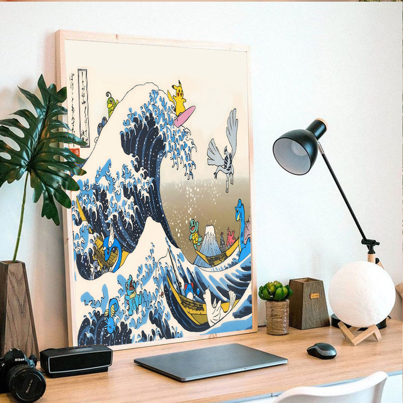 The Great Wave Pokemon Japan - Living Room - Canvas Wall Art - Print - Wall Decor