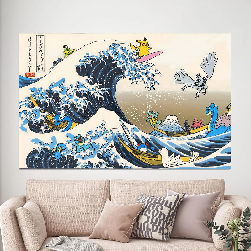 The Great Wave Pokemon Japan - Living Room - Canvas Wall Art - Print - Wall Decor