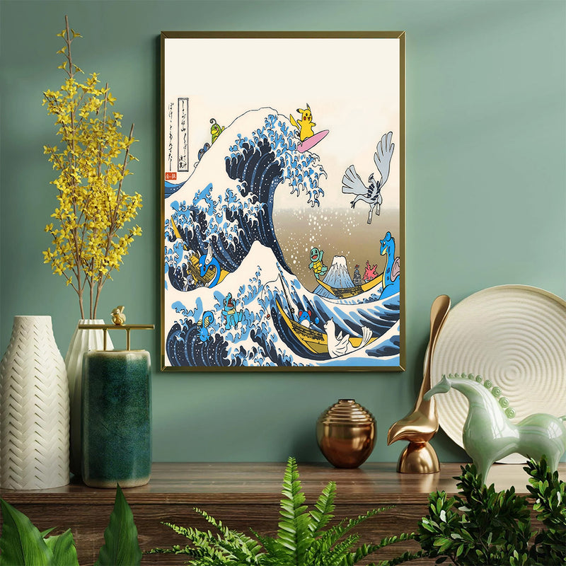 The Great Wave Pokemon Japan - Living Room - Canvas Wall Art - Print - Wall Decor