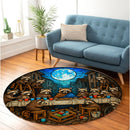 The Last Supper Of Raccoons Stained Glass Round Rug